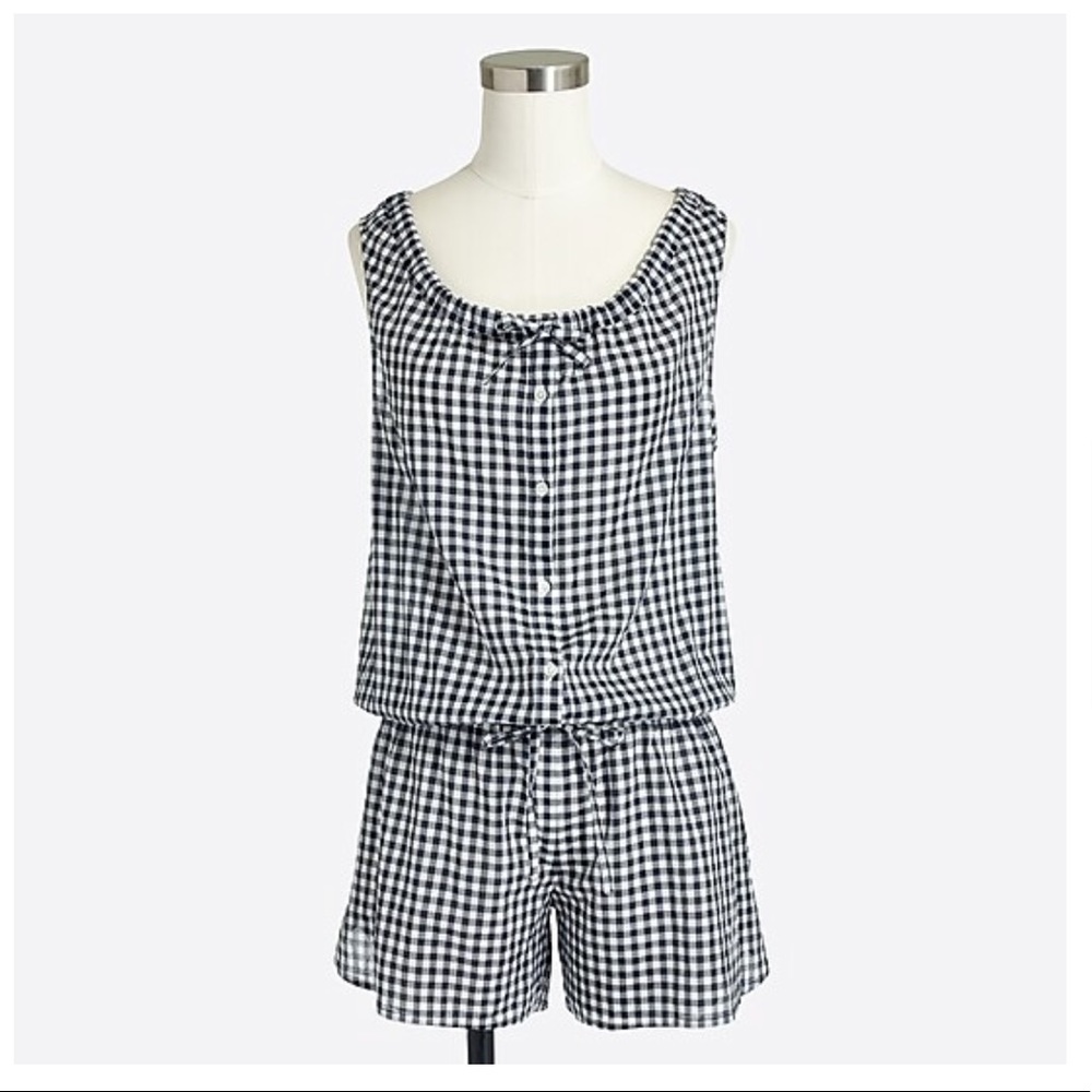 J.Crew Gingham Romper NWOT